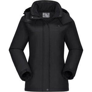 Women's Black Ski Jacket Winter Snow Coat Waterproof Female Jacket